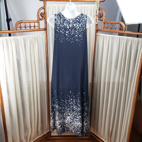 Pure Jill XS Petite Blue Maxi Dress Womens Confetti Paint Abstract Navy j jill - Picture 8 of 15
